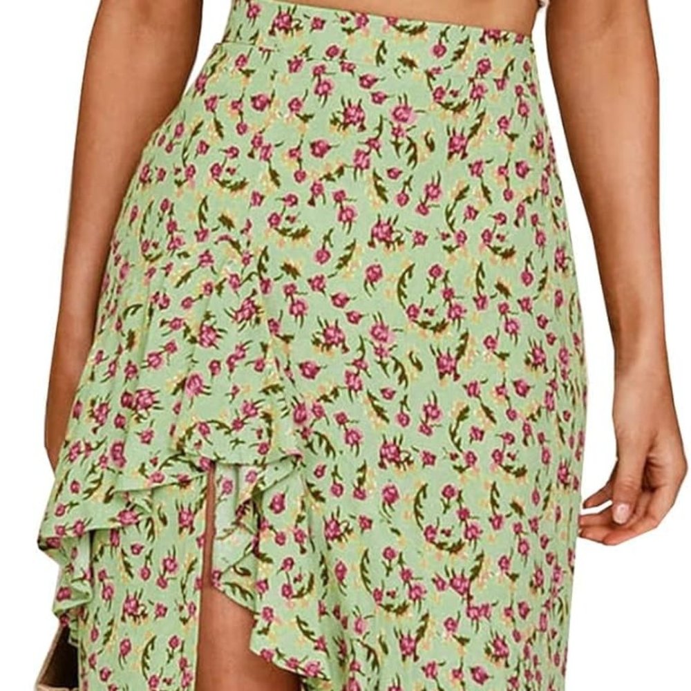 Boho Long Floral High-Low Skirt